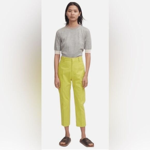 NWOT Sofie D'Hoore Piccolo High Waist Straight Cropped Pant Green Sz 34 - Picture 1 of 10